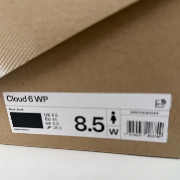 NWT💎On Cloud 6 Black Waterproof Running Shoe Sneaker 8.5W New in Box Retail $175 - Picture 3 of 4